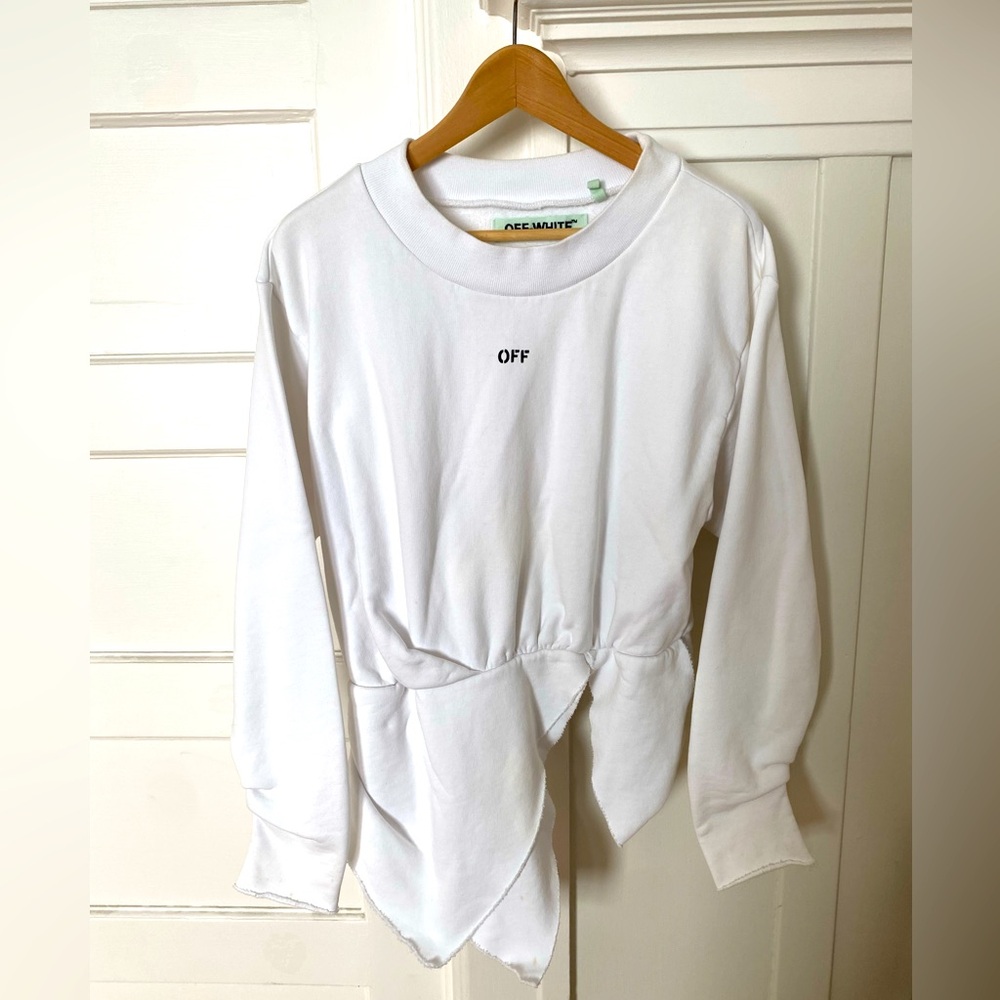 Off-White early Virgil Abloh asymmetrical raw hem sweatshirt Sz S